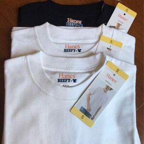 【新品未使用】Hanes BEEFY-T 半袖 Sサイズ/ヘインズ ビーフィー 白黒3枚組 ヘビーウェイト