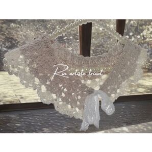 つけ襟 付け襟 襟 コットン ハンドメイド レース編み 編み物 かぎ針編み リボン 森ガール ナチュラルコーデ 可愛い ゆるふわ系