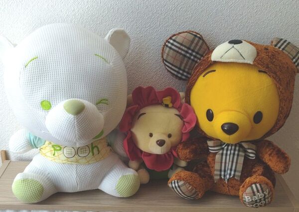中古品【くまのプーさん】ベビープー フラワープー メロンパンプー ぬいぐるみ 3点セット
