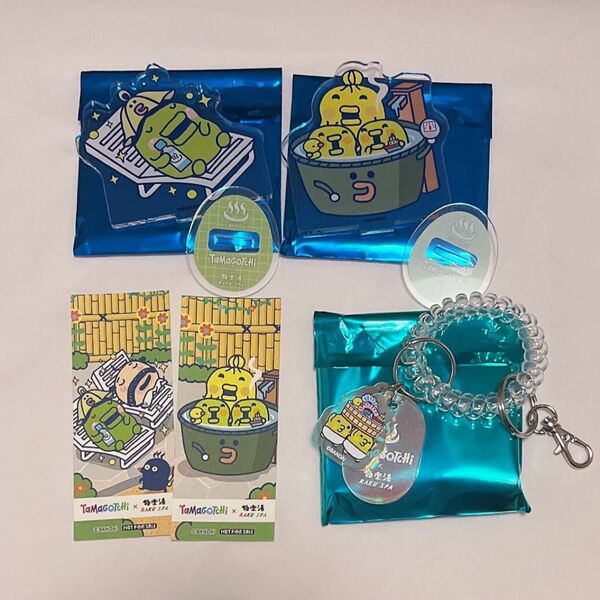 極楽湯 たまごっち コラボ ぱぱぱっち ままぱっち ちびぱっち アクリルスタンド ロッカーキー風アクリルキーホルダー ステッカー