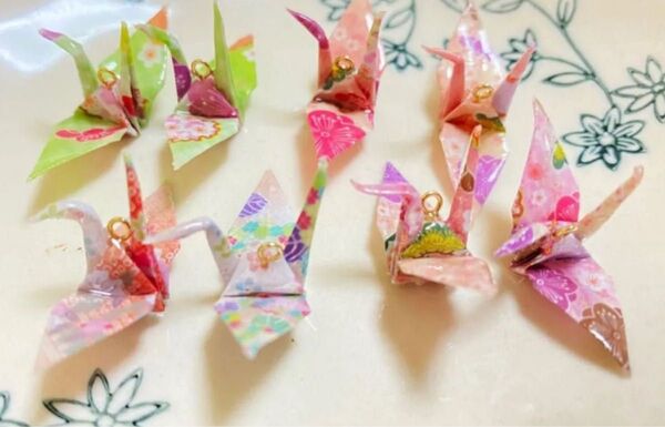 レジン ハンドメイド パーツ 折り紙 折り鶴 和風 日本 千羽鶴 10羽