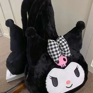 クロミ リボン フェイス トートバッグ ふわふわ ぬいぐるみ トートバッグ ショルダーバッグ