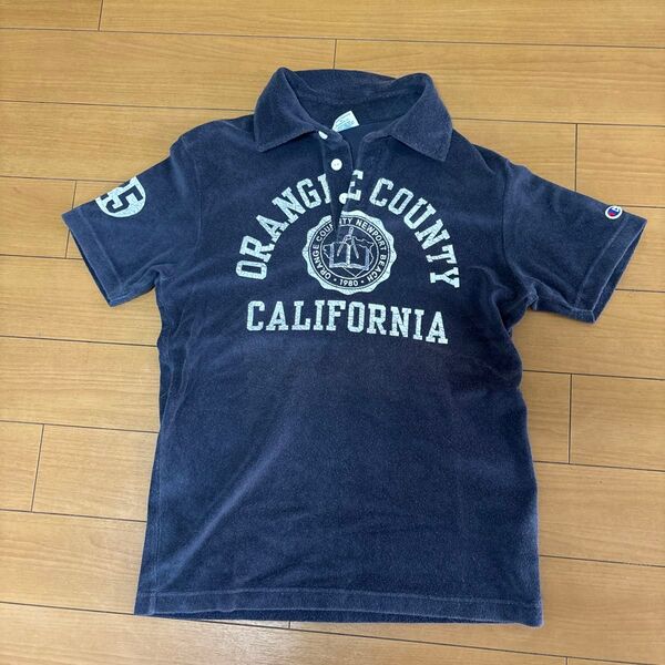 Champion ポロシャツ ネイビー オレンジカウンティ ロゴ Sサイズ