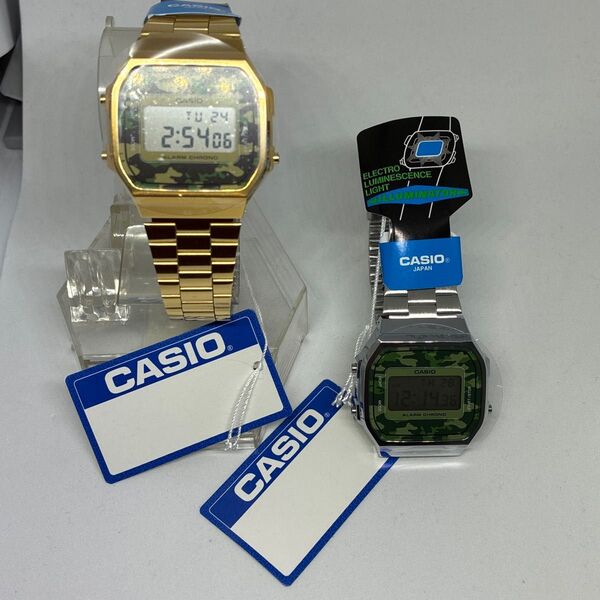 CASIO デジタル腕時計 A168WEGC-3DF ゴールド シルバー ペア