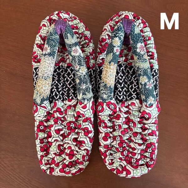 布ぞうり♪ハンドメイド☆はなお緑花柄