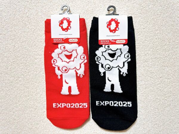 【ミャクミャク 靴下2足セット】EXPO2025大阪関西万博 人気 赤 黒 ②①