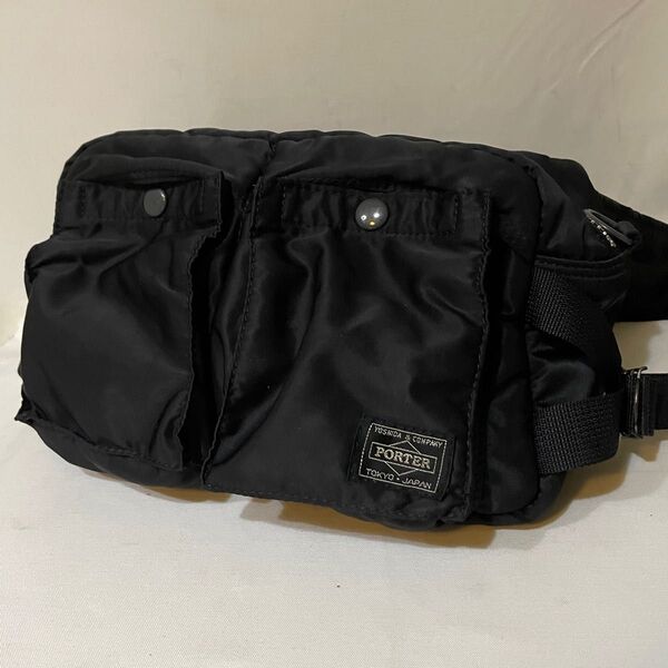 良品 ポーター タンカー ウエストバッグ ボディバッグ 黒 PORTER 吉田カバン