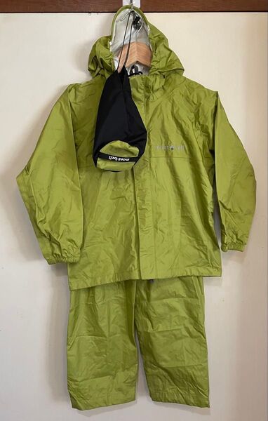 良品 モンベル レインウェア 120㎝ 上下セット マスカット 袋付き クレッパー mont-bell 雨具
