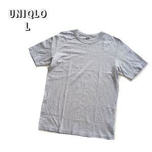 【 UNIQLO 】中古品 メンズL ユニクロ クルーネックTシャツ グレー L