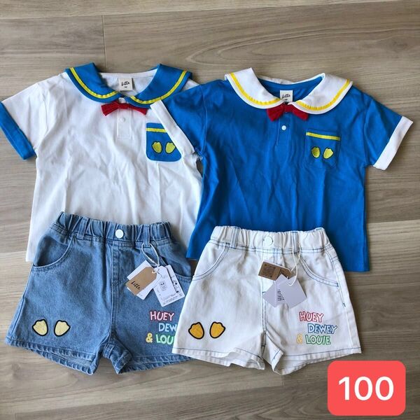 Disney ドナルド なりきり ディズニー 男女兼用 コスプレ コスチューム 100サイズ 双子コーデ 短パン Tシャツ