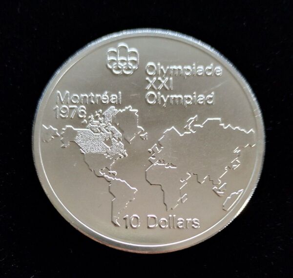 モントリオールオリンピック 記念銀貨 10ドル SV925 地図