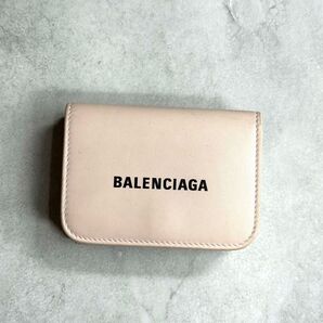 BALENCIAGA バレンシアガ / キャッシュミニウォレット 三つ折り財布 ミニ財布 レザー ベージュ CASH 593813