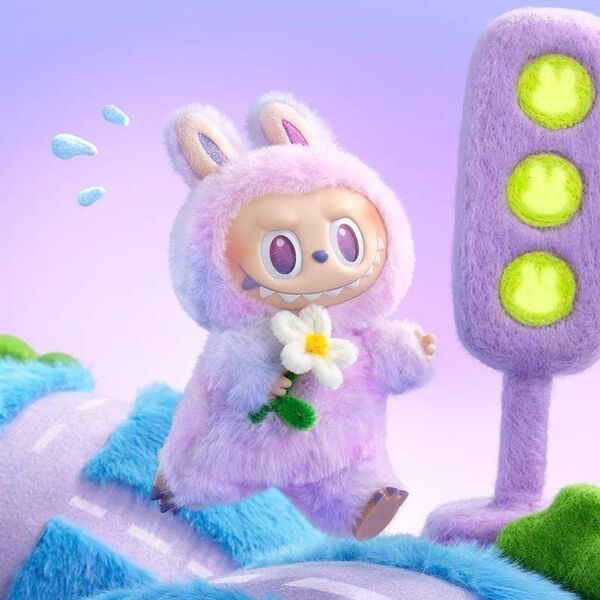 高品質ラブブ Labubu ぬいぐるみキーホルダー ぬいぐるみ 紫 包装箱付き