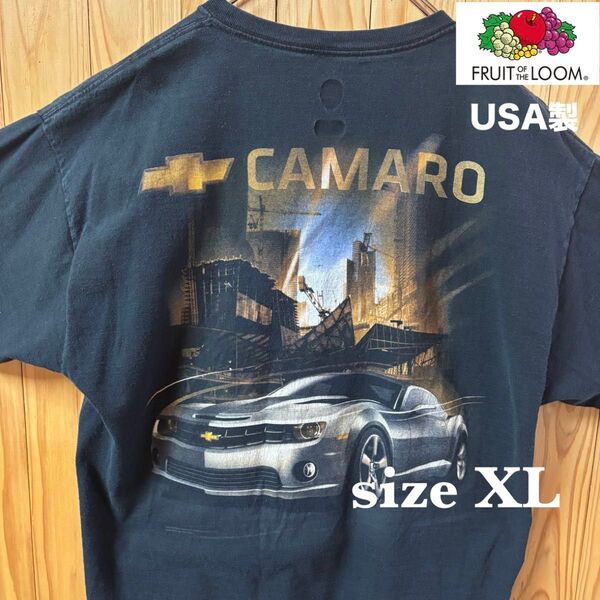 【古着】FRUIT OF THE LOOM(フルーツオブザルーム)半袖Tシャツ XL 黒 シボレー カマロ USA製 アメリカ古着
