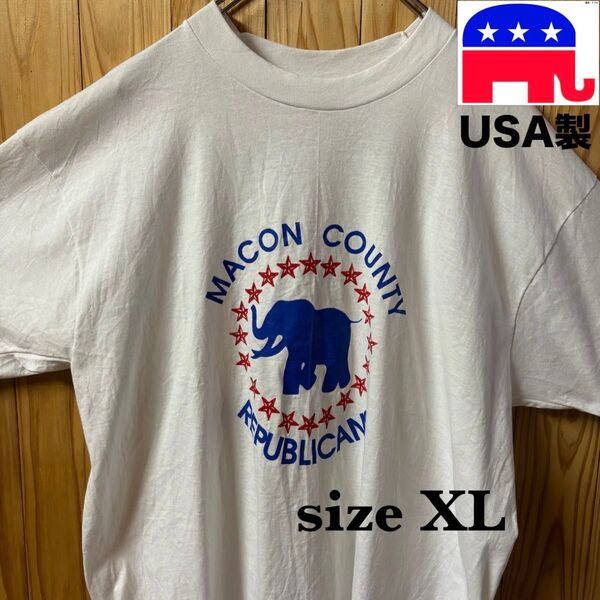 【古着】FRUIT OF THE LOOM(フルーツオブザルーム)半袖Tシャツ XL 白 アメリカ共和党 00's USA製 レア