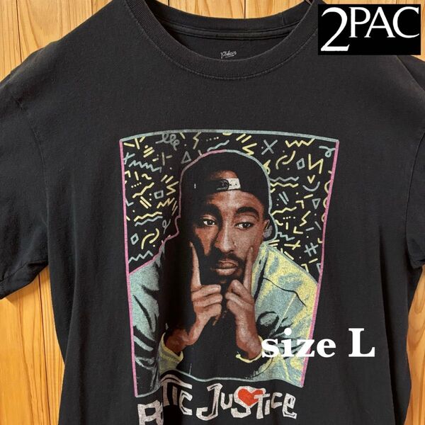 【古着】2pac 半袖Tシャツ L 黒 poetic justice ラッパー HIPHOP バンドTシャツ ヴィンテージ