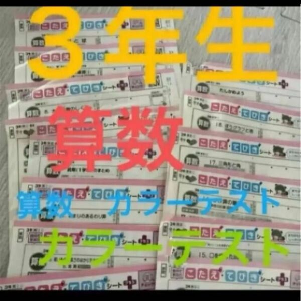 小学3年生 算数 東京書籍 カラー プリント テスト 予習 復習 こたえ・てびき 20241年分38枚 複写解答