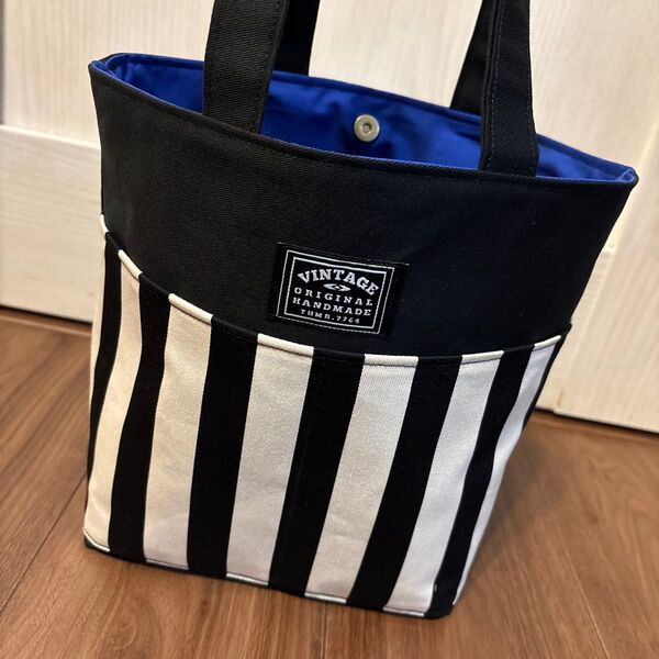 ミニトートバッグ トートバッストライプ ハンドメイド