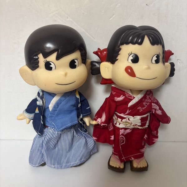 ペコちゃん ポコちゃん ぬいぐるみ 不二家 人形 2体セット フィギュア 昭和レトロ グッズ 当時物