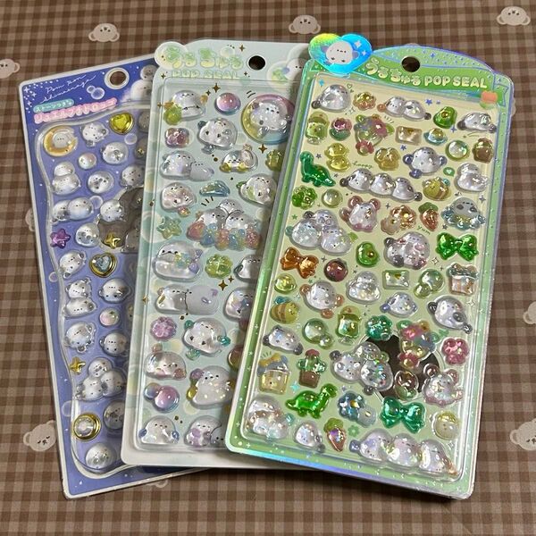 シマエナガ ドロップシール うるちゅるポップシール 3種セット