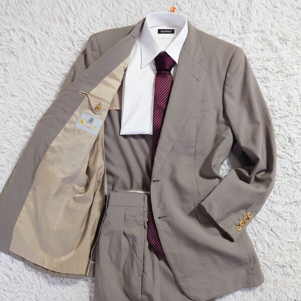 Aquascutum アクアスキュータム スーツ セットアップ 背抜き 春夏 2B ベージュ A5 M相当 ビジネス ヴィンテージ