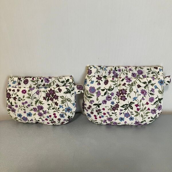 【1】 ハンドメイド バネポーチセット 花柄 まちなし フラット 鍵、イヤホン、小銭、小物整理に