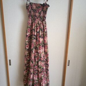 Emsexcite花柄 ノースリーブロングワンピース 上から着る服付き