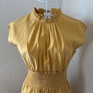 美品 クレストブリッジ 夏色ワンピース ミモレ丈 ひざ下丈 コットン混 38