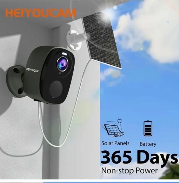HEIYOUCAM ソーラーバッテリーセキュリテ ィカメラ ワイヤレス 屋外 3MP