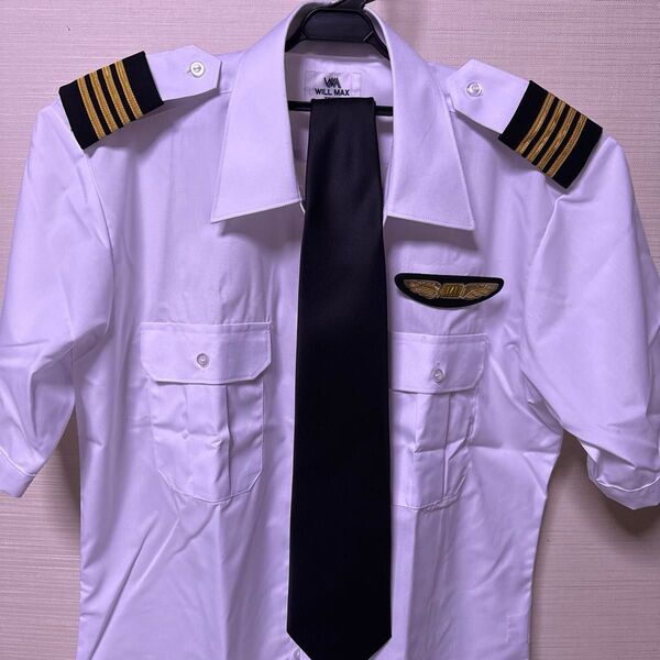 最終値引 正規品 JAL / 日本航空 パイロット 胸章 肩章 ネクタイ & パイロットシャツ