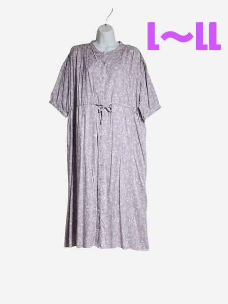 新品 レディース 小花柄シャツワンピース L~LL 半袖