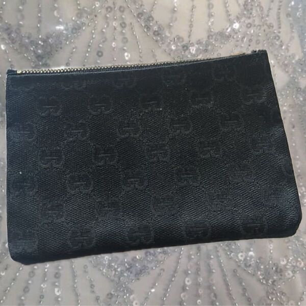 GUCCI グッチ ヴィンテージ GGキャンバス ポーチ ゴールドボールジップ