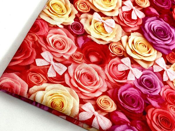 USAシーチング綿生地幅110cm×100cm薔薇花.6529