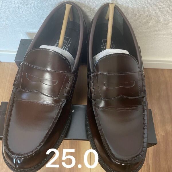 25.0【幅広】洗える ローファー 茶色 中学生 高校生 スクール 学校 登校 メンズ 革靴 ブラウン