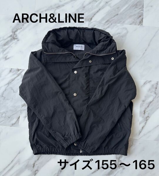 アーチアンドライン ARCH&LINE ナイロン ブラックウインドブレーカー マイクロ ウォッシャー フィールド ジャケット