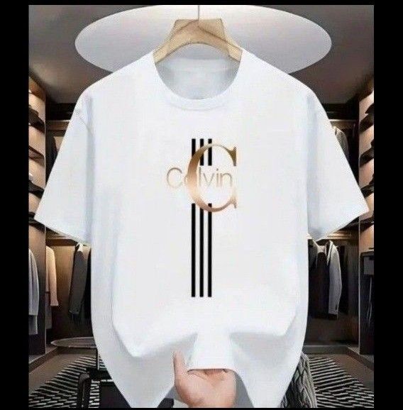 【新品】Calvin ロゴ 男女兼用 半袖T シャツ ホワイト Sサイズ コットン100% 大きめ(Mくらい)