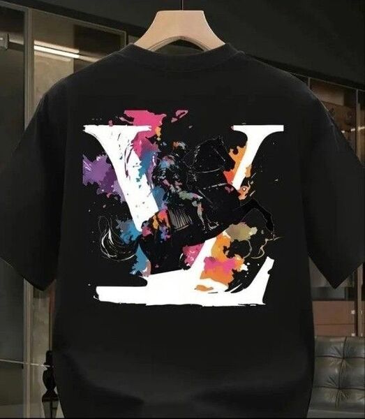 【新品】バックプリント メンズ半袖T シャツ ブラック2 XL サイズ コットン100%