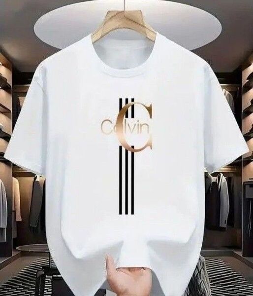 【新品】Calvin ロゴ 男女兼用 半袖T シャツ ホワイト Sサイズ コットン100% 大きめ(Mくらい)