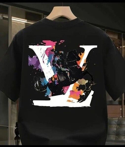【新品】バックプリント メンズ半袖T シャツ ブラック2XLサイズ コットン100%