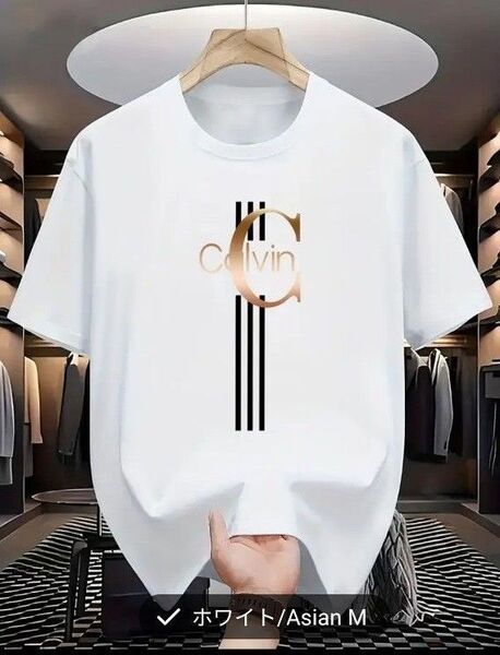 【新品】Calvin ロゴ メンズ半袖T シャツ ホワイト Mサイズ コットン100%