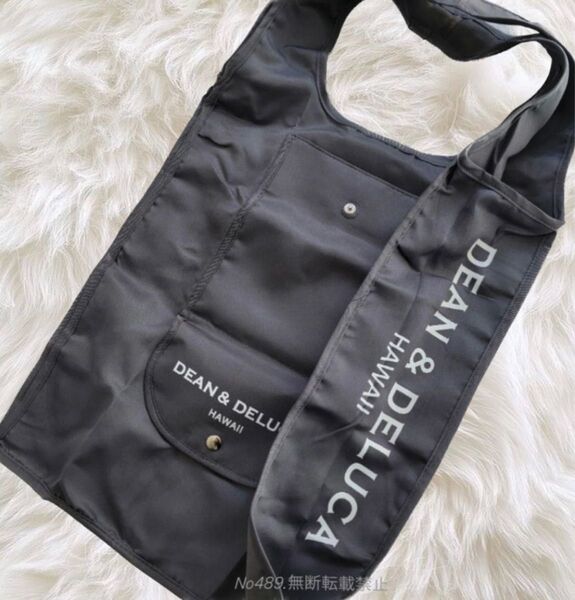 新品 DEAN&DELUCA 折りたたみエコバッグ グレー トートバッグ ハワイ Hawaiiロゴ お買い物バッグ マザーズバッグ