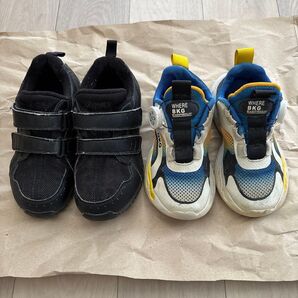 ASICS BKG 子供靴 2足セット キッズシューズ スニーカー 19.0 簡易拭き取り済