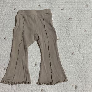 ベビー服 リブ素材 フレアパンツ ベージュ 80