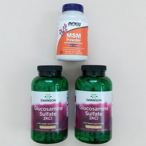 グルコサミン 400粒×2 MSMメチルスルフォニルメタンパウダー227g Swansonスワンソン Now Foodsナウフーズ