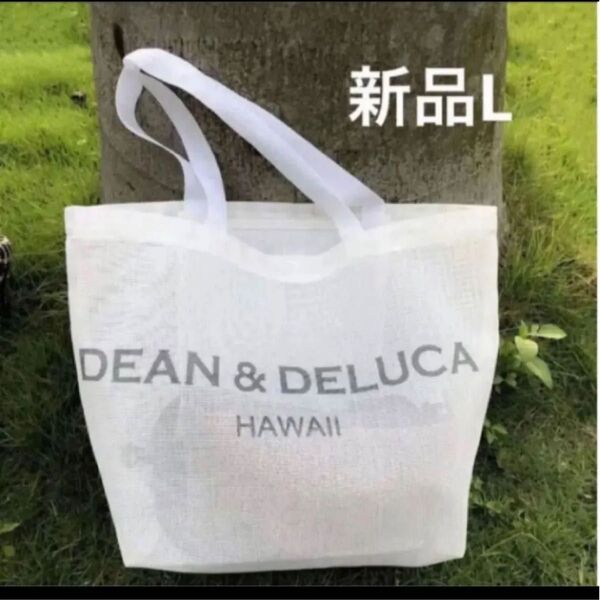 新品 メッシュDEAN&DELUCA ディーンアンドデルーカ ホワイト トートバッグL ディーン&デルーカ ハワイ限定 白