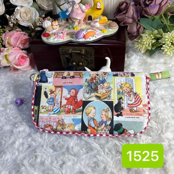 ペンケース・メガネポーチ★小物入れハンドメイドフラットポーチ★1525トマトガールシリーズ