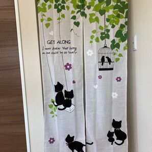 綿混のれん72×150cmドアにぴったりサイズ ネコ
