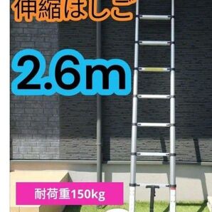 ★ アルミ製 ★ 伸縮はしご 2.6m 耐荷重150kg DIY はしご コンパクト 伸縮 ロック