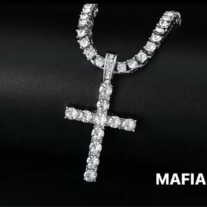 クロステニスチェーン ネックレス iced out 十字架 クロスチャーム グリッター ラッパー ヒップホップ y2k