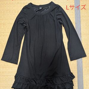 nissen SMILE LAND 長袖 チュニックワンピ ワンピース 黒 秋冬物 L 大きいサイズ 重ね着に